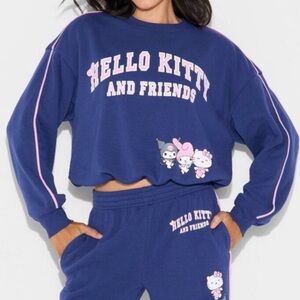Hello Kitty and Friends Blue Sweatshirt Bubble Hem Large